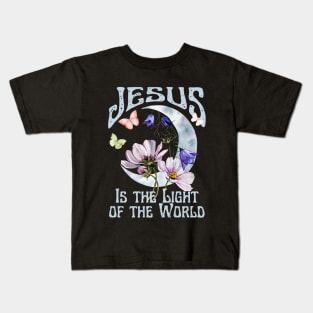 Jesus Is the Light of the World Vintage Boho Retro Christian Faith Jesus Inspirational Grace Kids T-Shirt